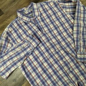 Peter Millar Weekender Wash Shirt Mens Large‎ Plaid Long Sleeve Button Up
